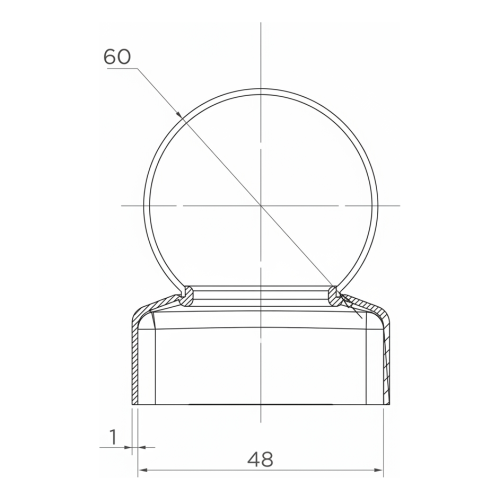 Capac de gardare din oțel pentru stâlp Fi 48 mm cu bilă decorativă Fi 60 mm 001-591 (2)