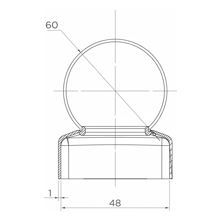 Capac de gardare din oțel pentru stâlp Fi 48 mm cu bilă decorativă Fi 60 mm 001-591 (2)