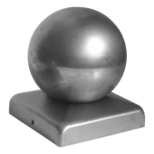 Căciulă de gard din oțel cu bilă decorativă fi 100 mm pentru stâlp 120×120 mm – galvanizată