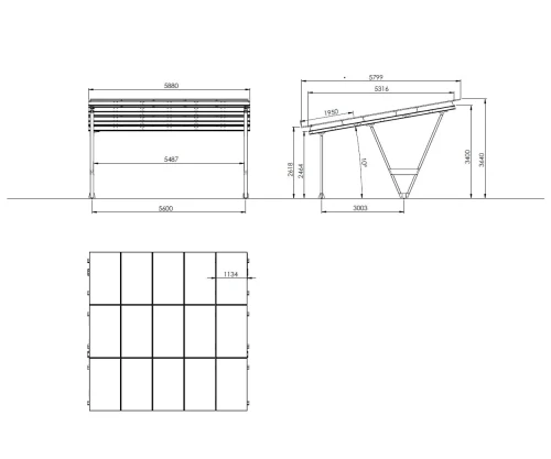 Copertină fotovoltaică VICA pentru 2 vehicule SOLO Carport GPV-105-02 (5)