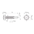 Șurub autoforant DIN 7504 K 4.8x19 mm – oțel inoxidabil A2, cap hexagonal cu flanșă 001-923 (2)