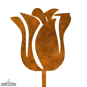 Zawieszalnia – decorațiune de grădină lalea ruginie din oțel corten 14×95 cm