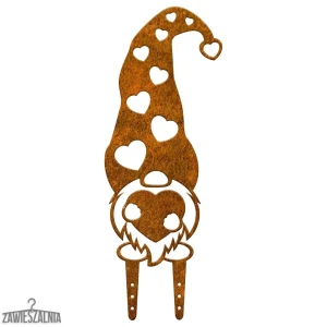Zawieszalnia – decorațiune de grădină din oțel Pitic Adormit cu inimă L 20×52 cm