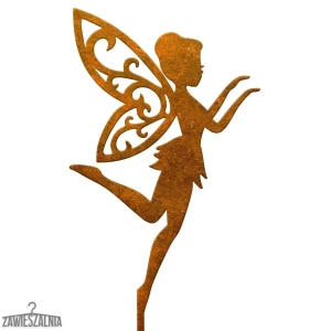 Decorațiune grădină – siluetă din oțel corten Zâna Aurora pe tijă de 80 cm