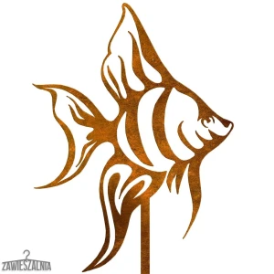Zawieszalnia – decorațiune de grădină din oțel Pește Ofelia XXL pe tijă corten