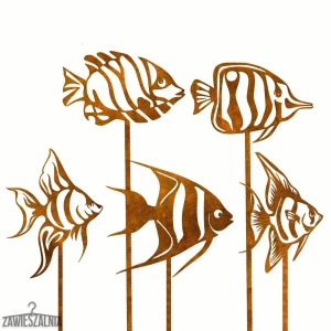 Bijuterie de Grădină – set 5 pești decorativi din oțel Corten XXL 103 cm