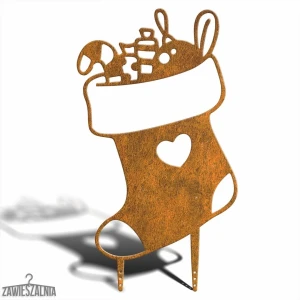 Zawieszalnia – decorațiune de grădină de Crăciun Ciorap XL 85 cm oțel Corten