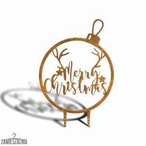 Zawieszalnia – decorațiune de grădină Glob Merry Christmas XL 77 cm din oțel corten