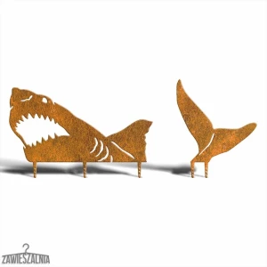 Decorațiune de grădină Rechin Ruginit 3XL din oțel corten 133 cm