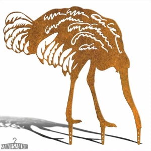 Zawieszalnia – decorațiune de grădină Struț Fricos XXL din oțel corten 92×99 cm