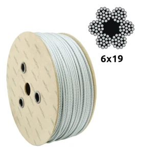 Cablu de oțel zincat Ø8,0 mm 6×19 cu inimă de fibră FC – vânzare la metru