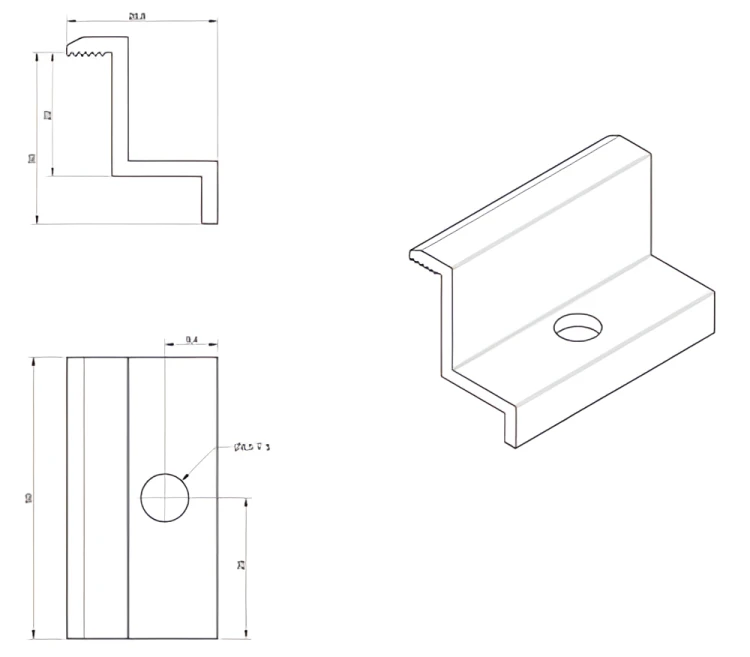 Clemă de capăt H30 Aluminiu 6060 gaura M8 Anodizat PV-03-02 (2)