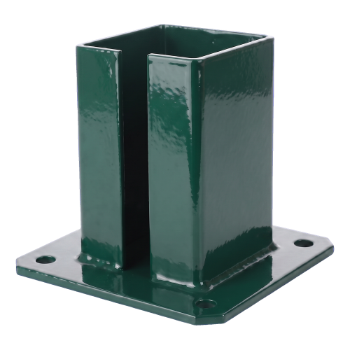 Bază de fixare din o?el pentru stâlp de gard ?i poartă 100×100 mm, verde RAL 6005 000-791 (2)