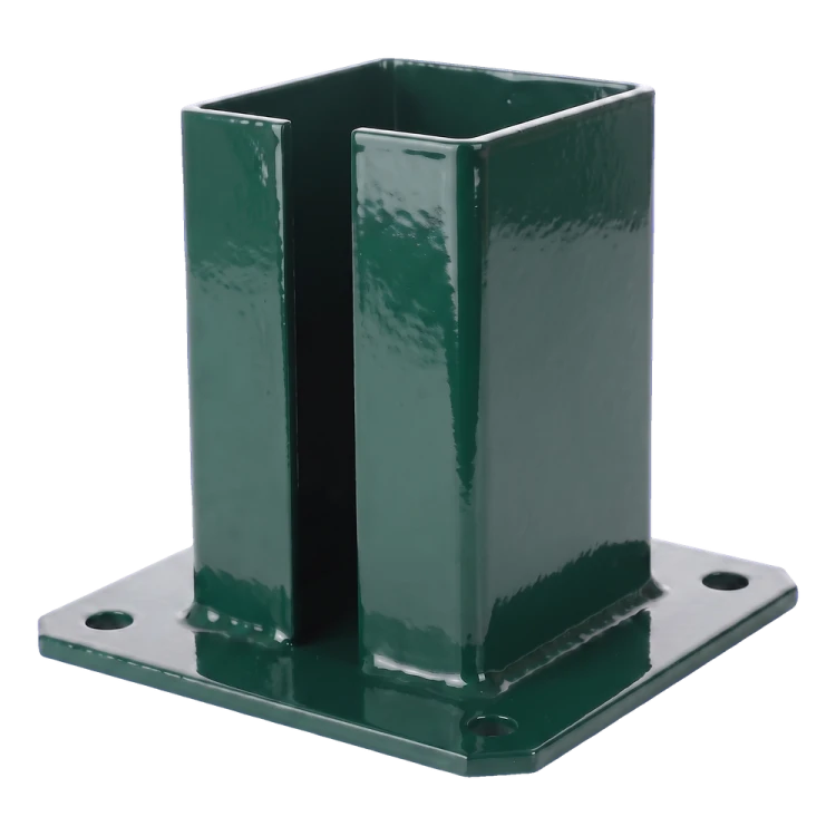 Bază de fixare din o?el pentru stâlp de gard ?i poartă 100×100 mm, verde RAL 6005 000-791 (2)