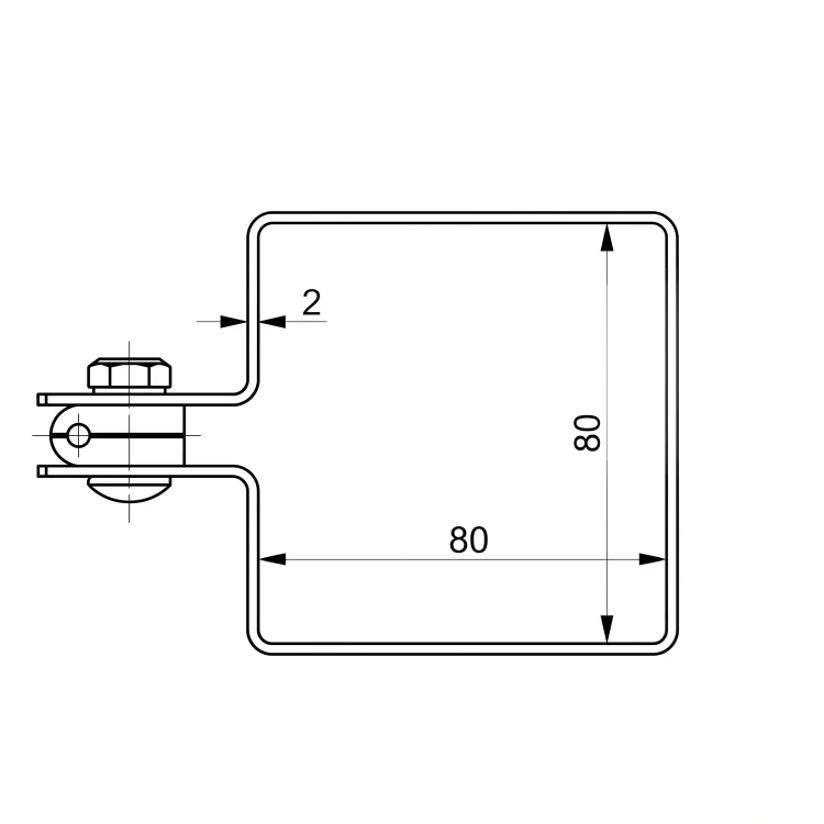 Bridă terminală de gard 80×80 mm grafit RAL 7016 – set de montaj 001-619 (4)