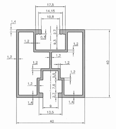 Profil aluminiu 195cm 40x40 pentru șuruburi hexagonale Anodizat PV-01-17 (4)
