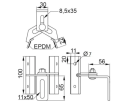Suport trapezoidal din tablă metalică Reglabil 10cm Oțel inoxidabil 1.4016 PV-08-32 (2)