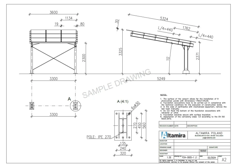Carport fotovoltaic pentru 1 vehicul L 5,7m x 3,3m Parcare solară GPV-101-06 (5)