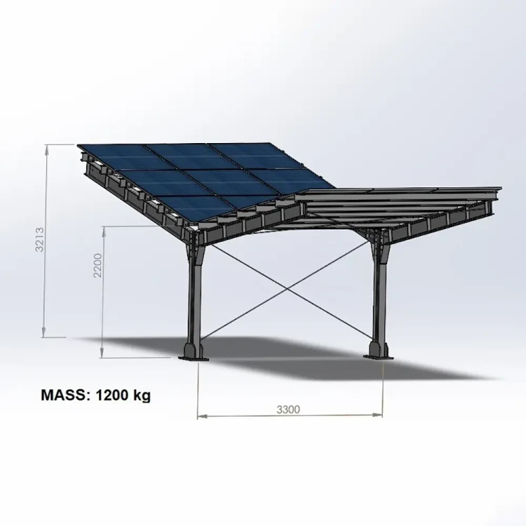 Carport fotovoltaic pentru 2 vehicule T 11,4m x 3,3m Parcare solară GPV-101-08 (3)
