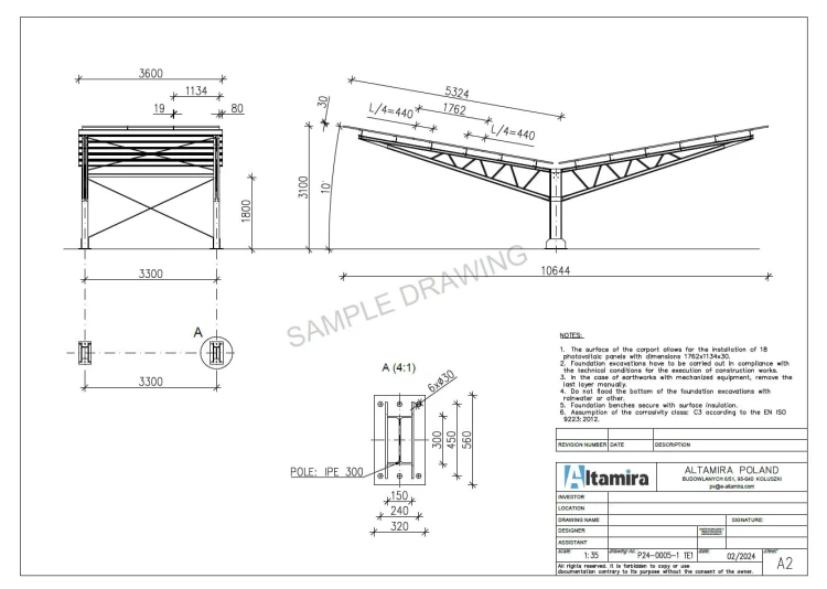 Carport fotovoltaic pentru 2 vehicule T Eco 11,4m x 3,3m Parcare solară GPV-101-09 (4)