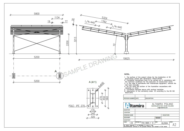 Carport fotovoltaic pentru 4 vehicule T 11,4m x 5,2m Parcare solară GPV-101-13 (4)