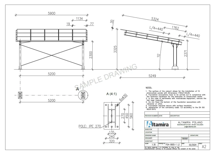 Carport fotovoltaic pentru 2 vehicule L 5,7m x 5,2m Parcare solară GPV-101-14 (5)