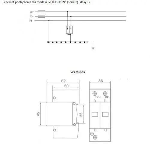 PV DC Surge Arrester tip 2 (C) 1000V 2P 20kA 4.0kV GPV-401-13 (7)