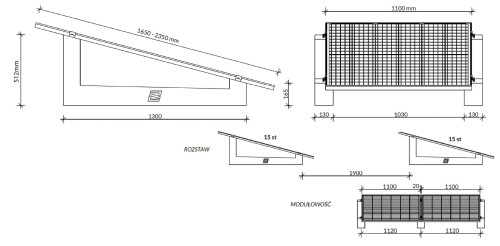 Sistem de balast pentru montarea verticală a sistemului fotovoltaic pe acoperiș plat SE1300 - palet de 10 bucăți GPV-600-02 (2)