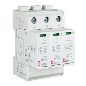 Limitator de supratensiune ETI PV DC Tip 1+2 (Clasa B+C) 1200V 3P 12,5kA 4,4kV