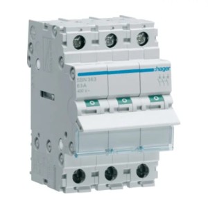 Întrerupător secționator trifazat 3P 63A 400V AC SBN363 HAGER