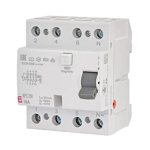 Întrerupător de curent rezidual 4P 40A 30mA tip AC EFI6-P4 AC 40/0.03 002061652 ETI GPV-401-73