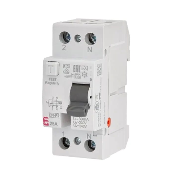 Întrerupător de curent rezidual ETI 2P 25A 30mA Tip AC GPV-401-104