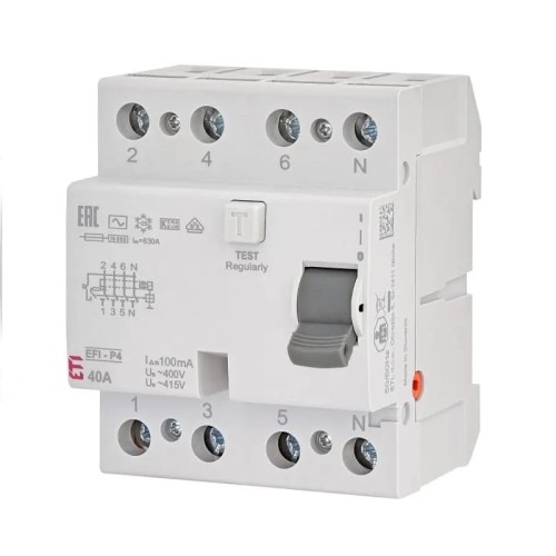 ETI Întrerupător diferențial 4P 40A 100mA Tip AC GPV-401-132