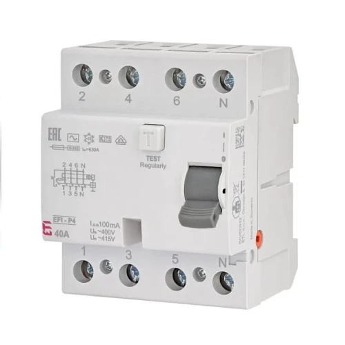ETI Întrerupător diferențial 4P 40A 100mA Tip AC GPV-401-132