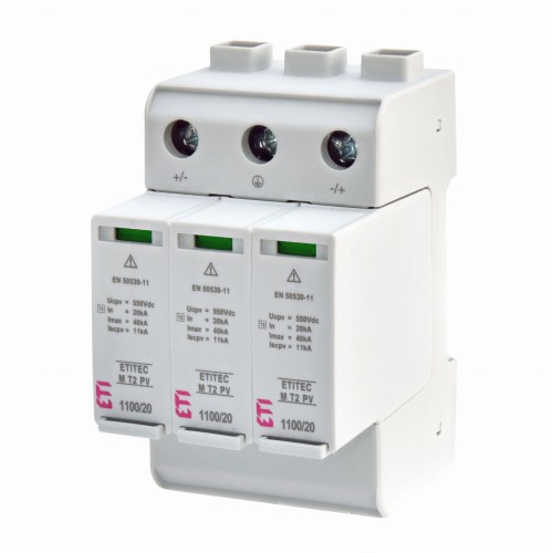 ETI Limitator de supratensiune PV DC Tip 2 (Clasa C) 1100V 3P 20kA 3,8kV GPV-401-135