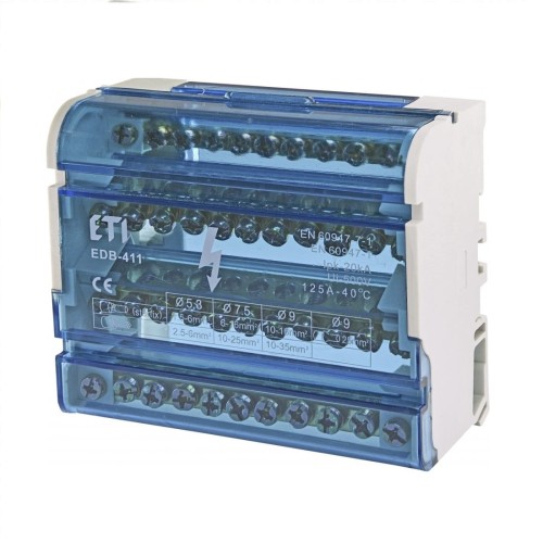 Bloc de distribuție ETI 4 poli 125A 11 terminale GPV-401-182