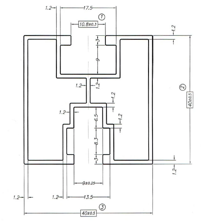 Mostră Profil de montaj din aluminiu 10cm 40x40 pentru bolțuri hexagonale Anodizat PV-01-13-AN (4)
