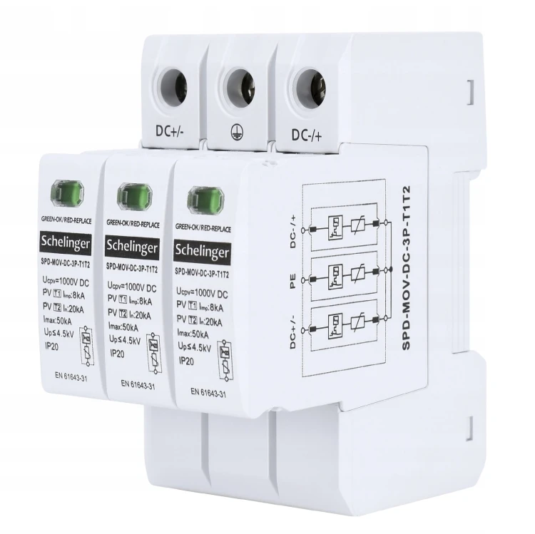 Limitator de supratensiune Schelinger 3P 8kA DC 1000V GPV-401-24
