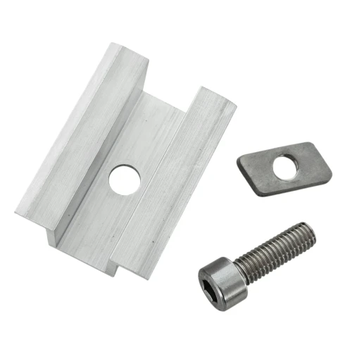 Clemă de prindere centrală H25 L50 brută cu șurub M8x20 și inserție pentru panouri de 30 mm PV-04-16 (2)