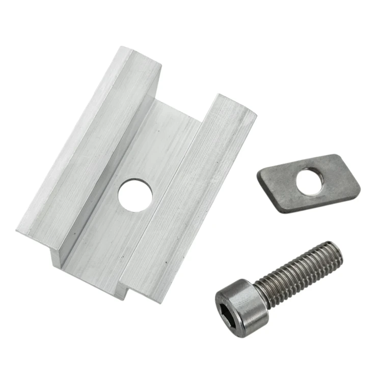 Clemă de prindere centrală H25 L50 brută cu șurub M8x20 și inserție pentru panouri de 30 mm PV-04-16 (2)