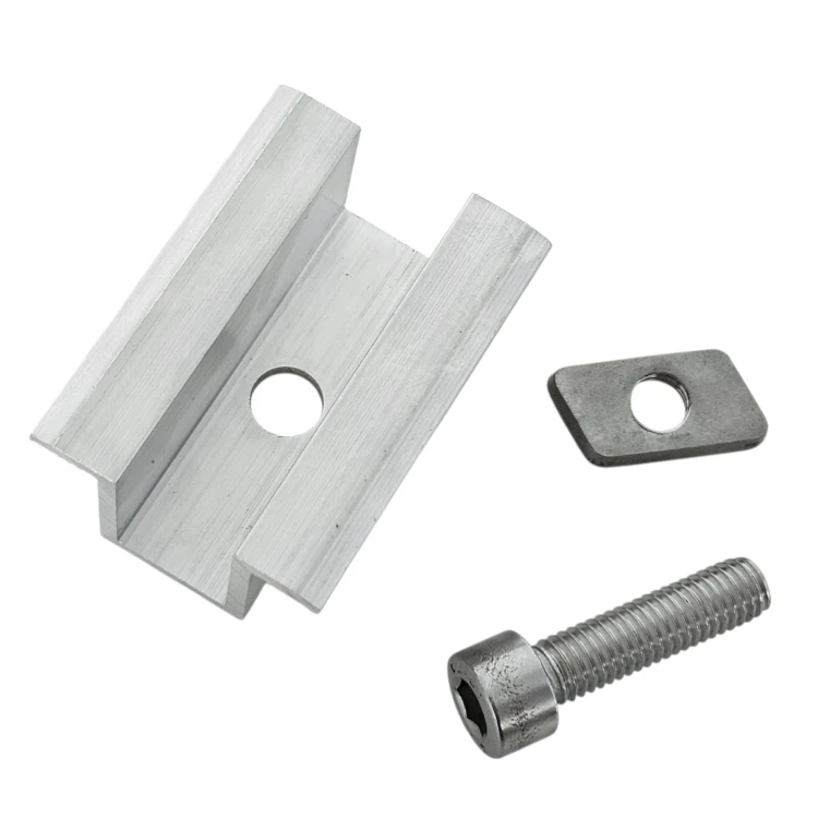 Clemă de prindere centrală H25 L50 brută cu șurub M8x25 și inserție pentru panouri de 35 mm PV-04-17 (2)
