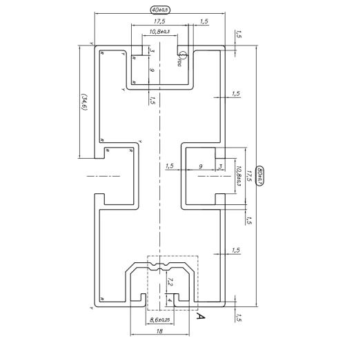 Profil de montaj din aluminiu 480cm 80x40 pentru bolțuri hexagonale 90443 PV-01-39 (2)
