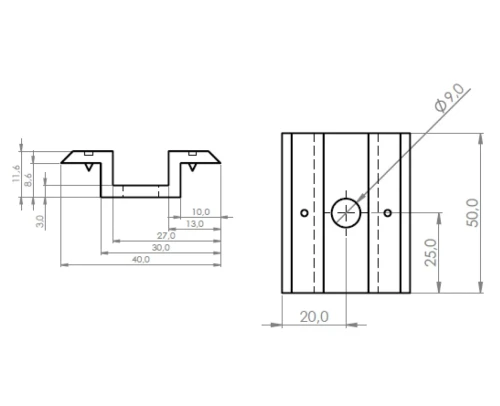 Clemă de presiune centrală joasă H8 cu pin PV-04-18 (2)