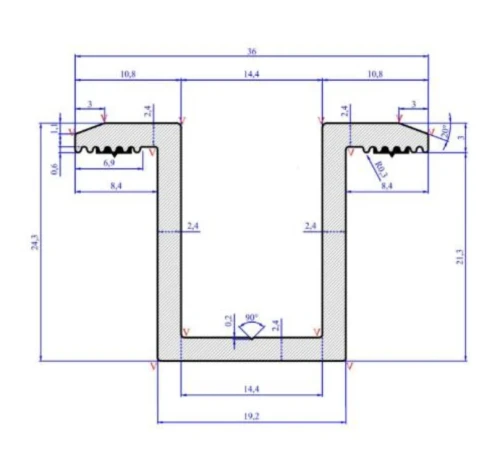 Clemă centrală L50 H25 cu pin de împământare PV-04-19 (2)