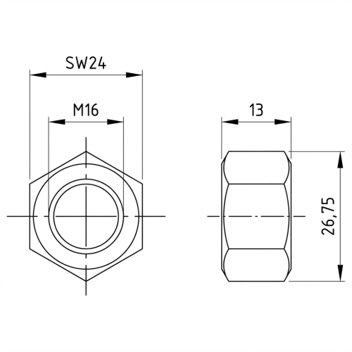 Piuli?ă hexagonală M16 DIN 934 A4-80 000-073 (3)