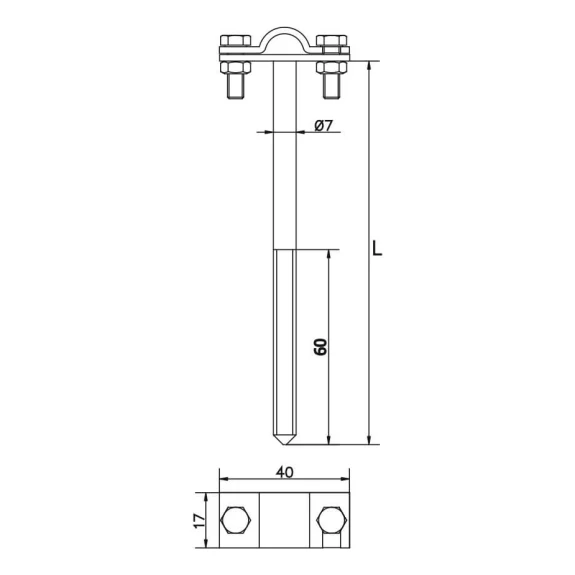 Suport pentru sârmă înșurubat h=12cm zincat galvanic 000-150 (2)