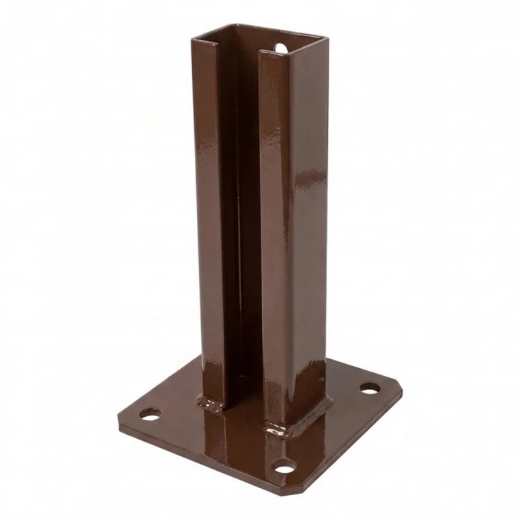 Bază pentru stâlp de gard 60x40 maro RAL 8017 galvanizată 000-154 (1)