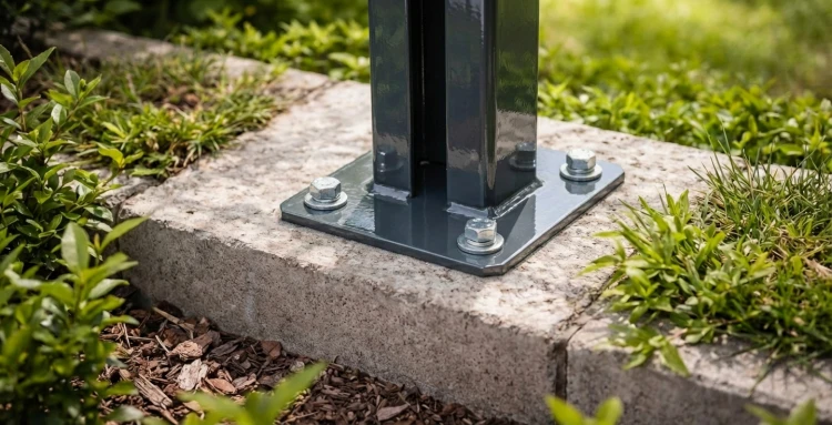 Bază pentru stâlp de gard 60x40 antracit RAL 7016 galvanizată 000-152 (3)