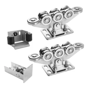 Pachet cărucioare pentru porți culisante autoportante cu 8 role + accesorii KIT pentru șină 80