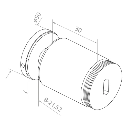 Suport punctual pentru sticlă fi 50/30/M10x45, sticlă 8-21,52 mm, AISI 304, sistem plat, satin 000-262 (2)